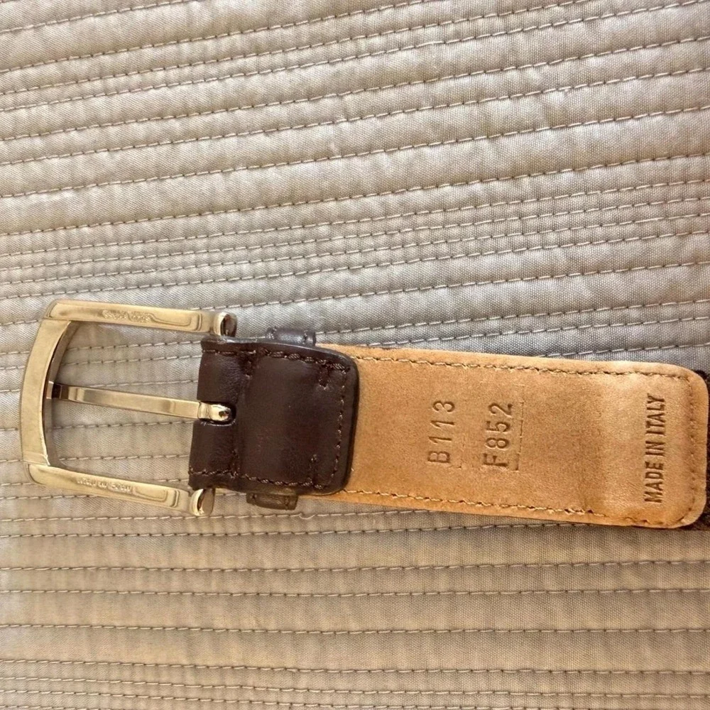 Brioni Mens Brown Woven Braided Calf Leather Belt Size 38 Hand Made in Italy